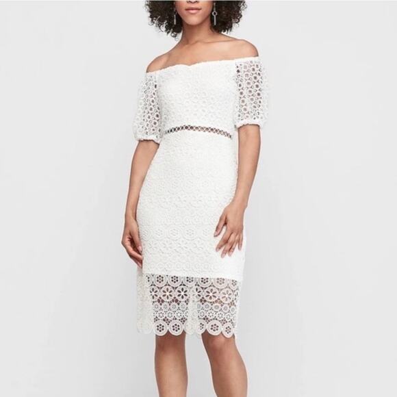 Express Lace Crochet Eyelet Midi Dress - Picture 1 of 14